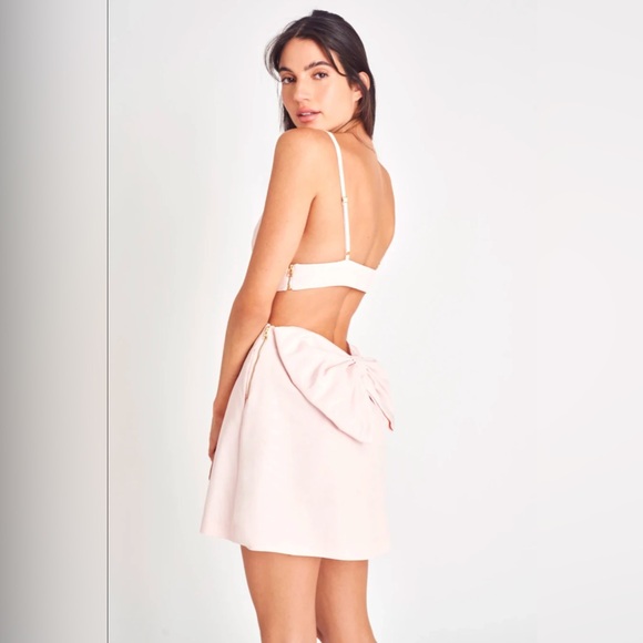 NWT LoveShackFancy Till Bow Mini Dress Pink Mist - Picture 3 of 10